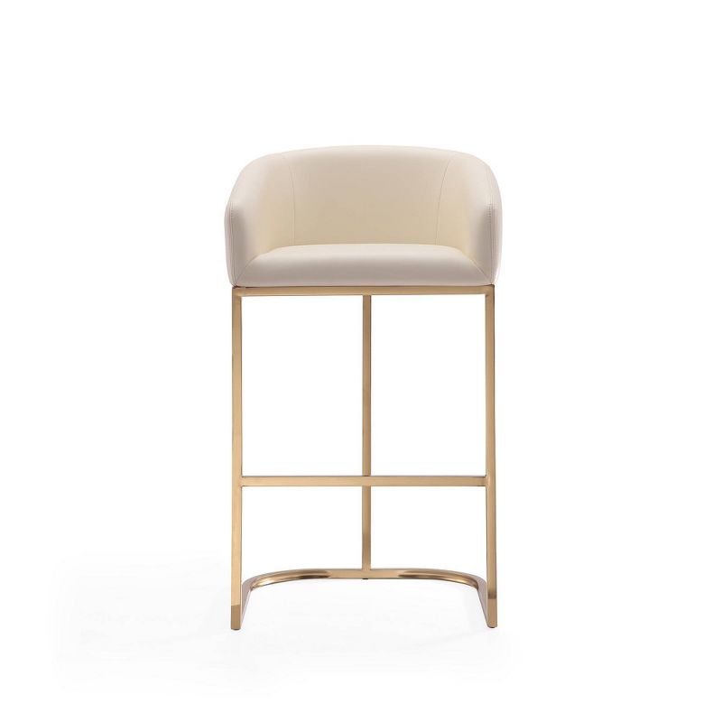 Set of 3 Louvre Upholstered Stainless Steel Barstools Cream - Manhattan Comfort, 5 of 9