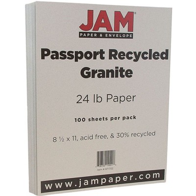 JAM Paper Recycled 24lb Paper 8.5 x 11 Passport Granite Silver 871702