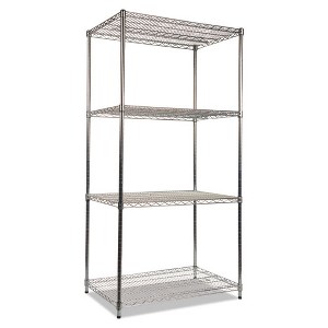 Alera NSF Certified Industrial Four-Shelf Wire Shelving Kit, 36w x 24d x 72h, Silver - 1 of 4