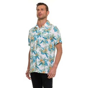 Super Triple Goose Men’s Short Sleeve Button Down Aloha Shirt – Soft Feel, Moisture Wicking, Easy Care - 1 of 4
