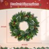 24 Inch Pre-Lit Christmas Wreath with Lights, Timer - Battery Operated - Christmas Decorations Front Door Lighted Wreath for Indoor Wall Window - 4 of 4