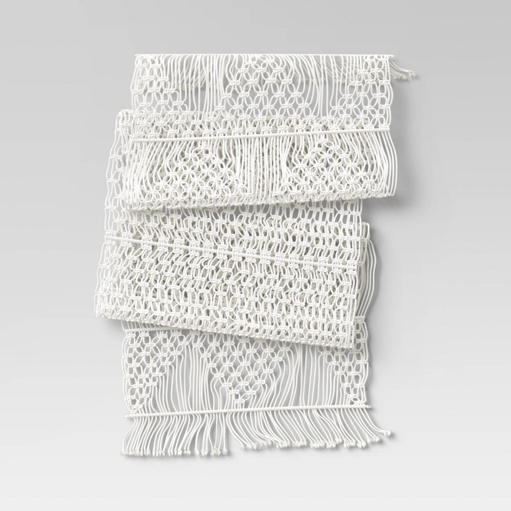 Photos - Tablecloth / Napkin 108" x 14" Cotton Macrame Runner White - Opalhouse™