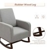Resenkos 29.25''W x 34.75''D x 42.25''HAccent Lounge Rocking Chair, Solid Curved Wood Base and Linen Padded Seat, Simple assembly required, Grey Gray - 3 of 4