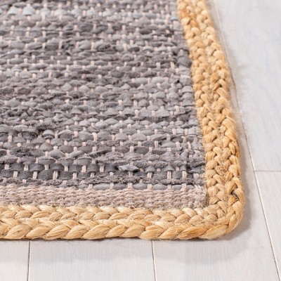 Cape Cod Light Grey and Natural Wool Cotton Area Rug 4' x 6'