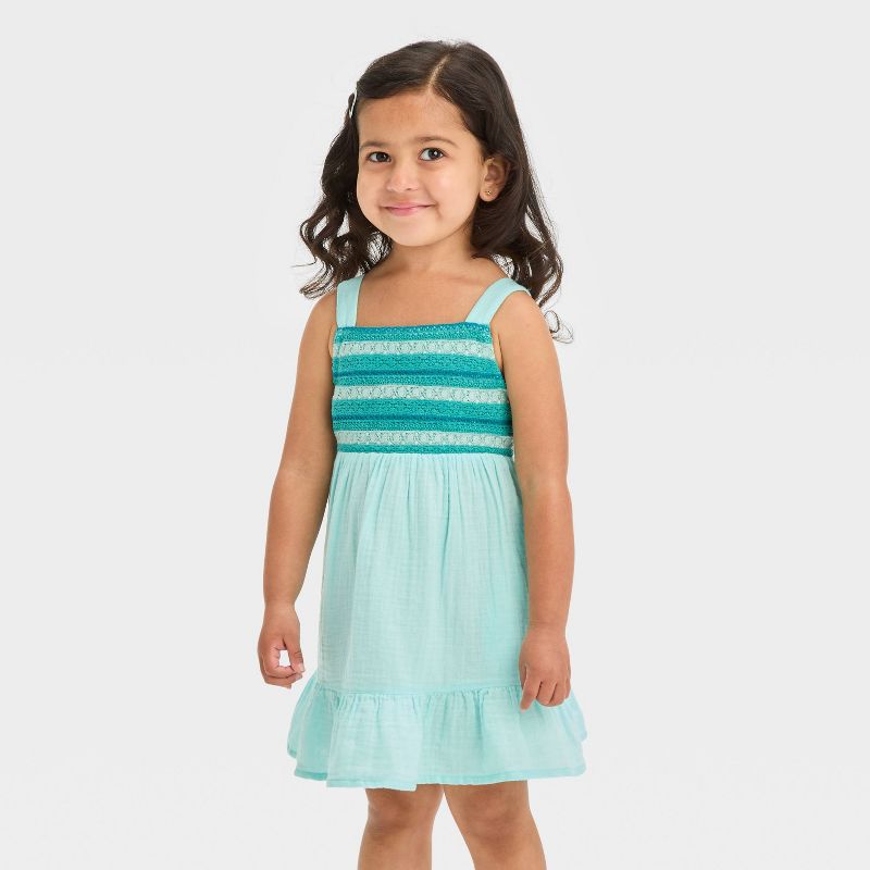 Toddler Girls' Ombre Crochet Gauze Dress - Cat & Jack™ Blue, 1 of 5