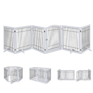 unipaws Wood and Wire Pet Playpen with 4 Support Feet - 1 of 4
