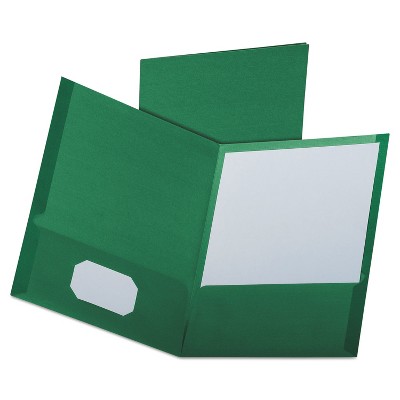 Oxford Linen Finish Twin Pocket Folders Letter Hunter Green 25/Box 53434