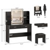 Vanity Desk with Mirror and Lights, Makeup Vanity Set w/Desk and Stool, Power Outlet, Makeup Vanity Desk with 6 Storage Shelves, 2 Large Drawers - 2 of 4