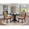 3-Piece Black Finish Solid Wood Top - Round Dining Room Set - Seats 4 - 2 of 4