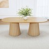 86 inch Double-base Oval Black Dining Table with 8 Dining chairs Suitable for Dining Room / Living Room - 2 of 4