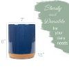 Elanze Designs Glossy X-Large Ceramic Stoneware Cork Bottom Kitchen Utensil Holder, Navy Blue - 2 of 4