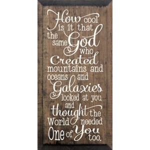 Slickblue Inspirational Christian Wood Sign – God Created You Too Quote – Rustic Wall Accent – 9x18, Walnut-White - 1 of 3