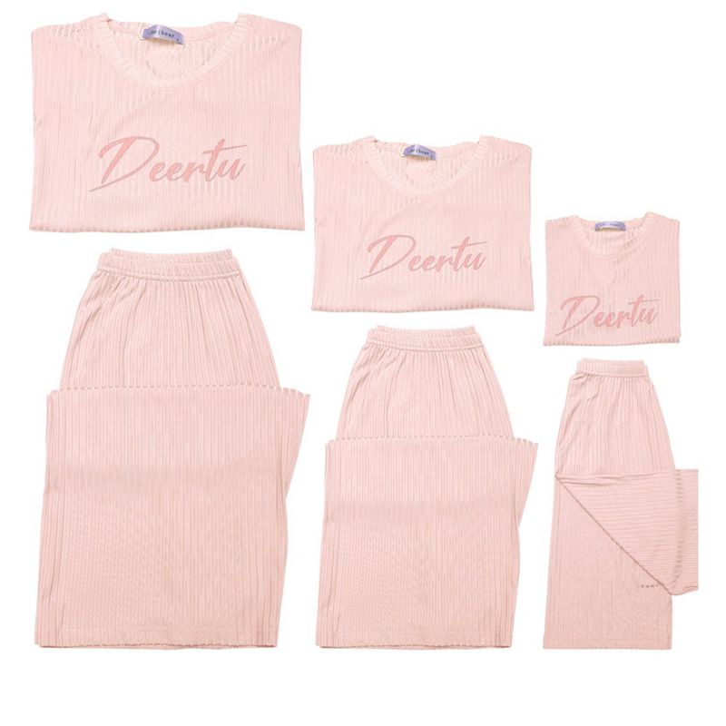 cheibear Sleepwear Short Sleeve with Capri Pants Letters Family Pajama Sets, 3 of 5