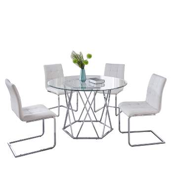 5pc Marcy Standard Height Dining Set With 4 Armchairs Chrome - Picket ...