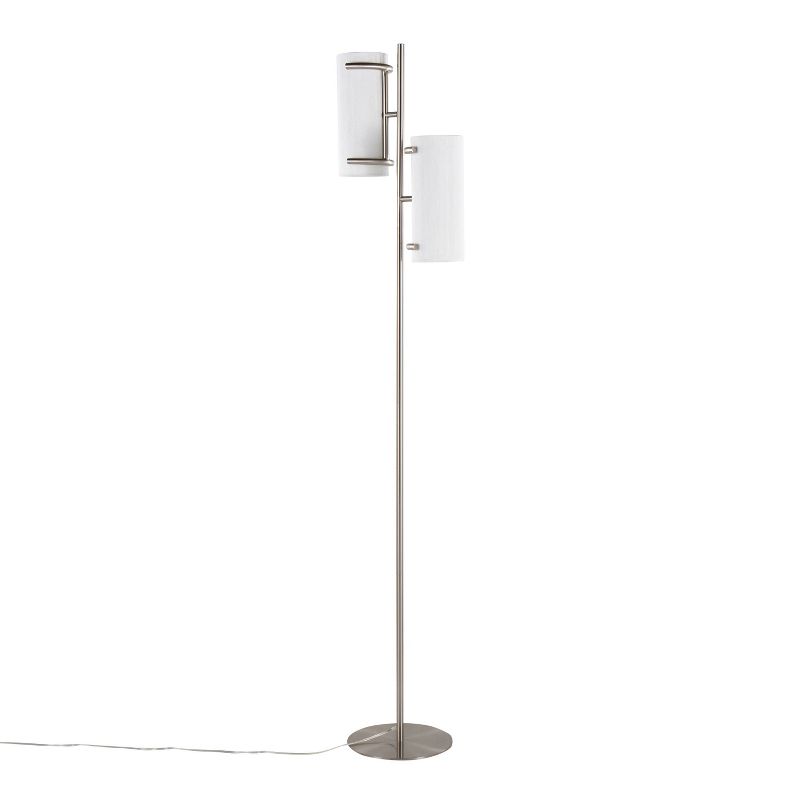 LumiSource Rhonda Contemporary/Glam Floor Lamp in Brushed Nickel with White Shade, 4 of 11