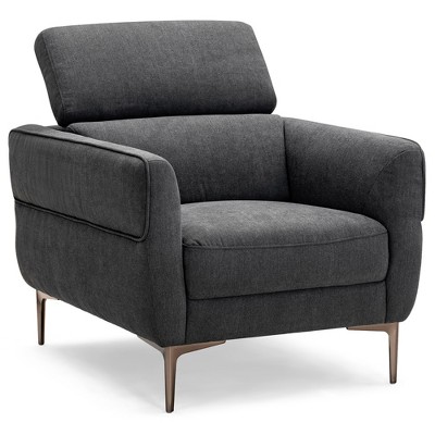 Costway Modern Upholstered Accent Chair Single Sofa Armchair w/ Adjustable Headrest Grey\White