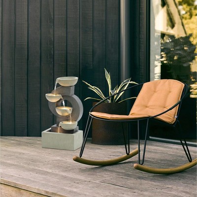 Gray and Cream Cascading Bowls Resin Outdoor Fountain with LED Lights