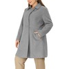 Agnes Orinda Women's Plus Size Notched Lapel Single Breasted Back Split Winter Long Pea Coats - 2 of 4