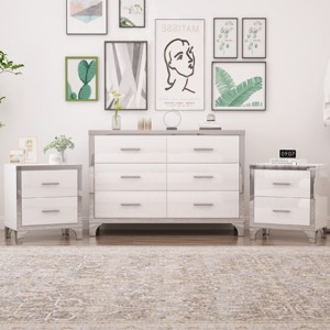 Elegant 6-Drawer Dresser and Two Nightstands Suite,Modern Storage Suite for Bedroom & Living Room-Maison Boucle - 1 of 4