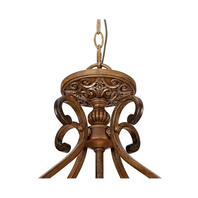 Elegant Golden Bronze 27" Pendant Chandelier with Champagne Glass Bowl