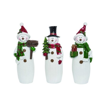 Transpac Resin 10 in. White Christmas Glitter Snowman  Set of 3