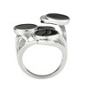 Slickblue Stylish Stainless Steel Cocktail Ring - Clear CZ Stone, Black Enamel Detail, Sizes 5-10, High Polished Finish - 3 of 4
