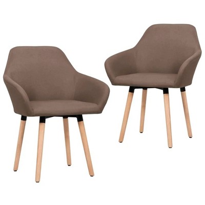 vidaXL Dining Chair Brown Fabric, solid wood Medium Seats Many