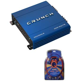 Crunch PowerDriveX 1000W 2 Channel Blue A/B Car Amplifier + 4-Gauge Wiring Kit