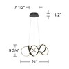 Possini Euro Design Helix Sand Black Ceiling Pendant Light 21" Wide Ultra Modern Sprial Twisted LED Light Strip Steel Dining Room House Kitchen Island - 4 of 4