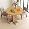 Extendable Oval Dining Table with 16" Leaf, 42"-58" Round Solid Wood Table for 6, Pedestal Table with Double Layer Design for Kitchen or Dining Room - 2 of 4