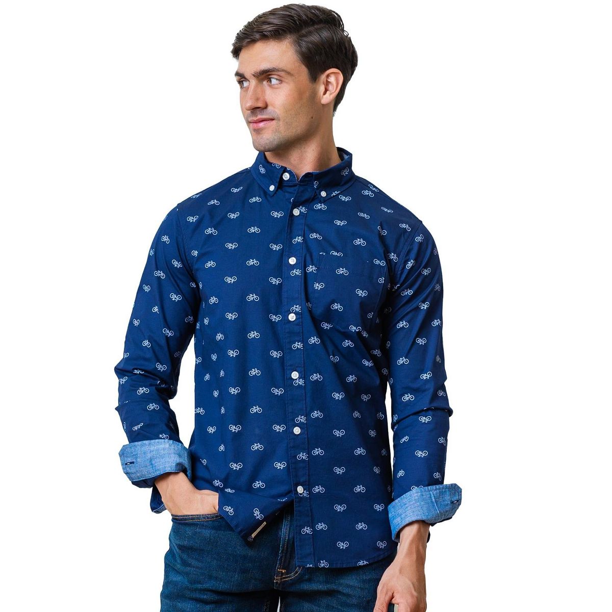 Hope & Henry Mens' Long Sleeve Stretch Poplin Button Down Shirt