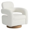 WestinTrends Alexandria Mid-Century Modern Faux Shearling Swivel Barrel Accent Chair (Set of 2) - 4 of 4
