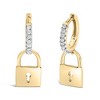 Haus of Brilliance 14K Yellow Gold Plated Silver 1/6 Cttw Diamond Lock Hoop Earring - 2 of 4
