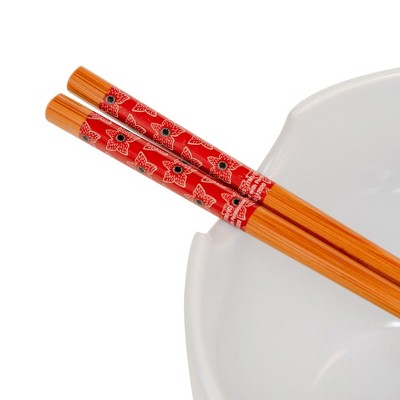White Ceramic Stranger Things Ramen Bowl Set with Chopsticks