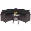Tangkula 4PCS Wicker Patio Sofa Set Rattan Outdoor Furniture Set w/ Black Cushions - 3 of 4