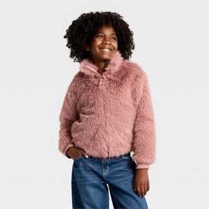 Girls' Faux Fur Jacket - art class™ - 1 of 3