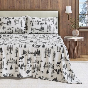 100% Cotton Lodge Print Flannel Sheet Set - Great Bay Home - 1 of 4