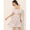 Allegra K Women's Floral Print Smocked Elastic Waist Midi Flowy Tiered Ruffle Skirt - 4 of 4