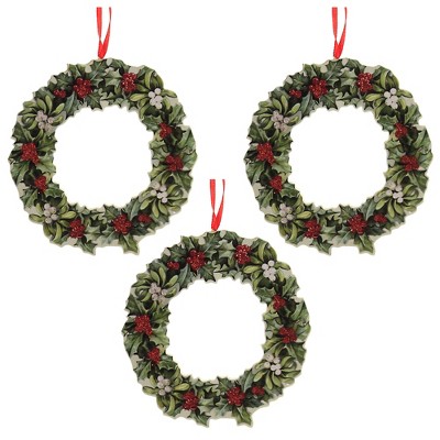 Holiday Ornament 5.0" Wreath Dummy Board Christmas Holly Berries  -  Tree Ornaments