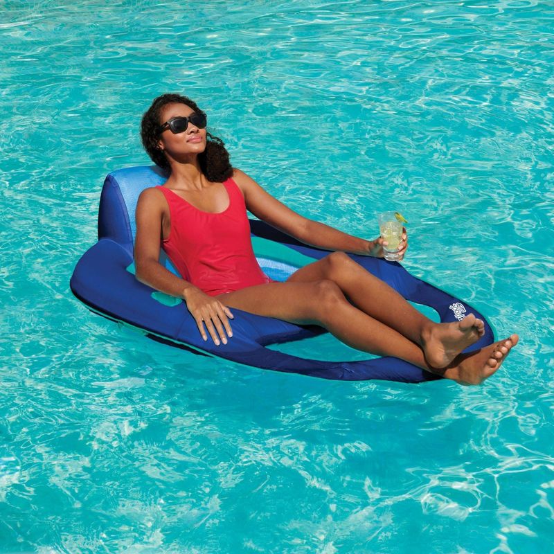 SwimWays Spring Float Recliner Swim Lounger for Pool or Lake with Hyper-Flate Valve - Blue, 3 of 13