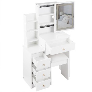 FONTOI 3 in 1 Vanity Table with Plip Top Mirror, Dressing Table with Visible Desktop for Bedroom, White, 15.7"*47.2"*23.6" - 1 of 4