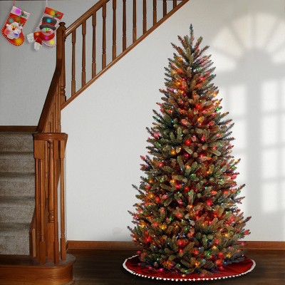 6.5 ft Green Slim Fir Christmas Tree with Multicolor Lights