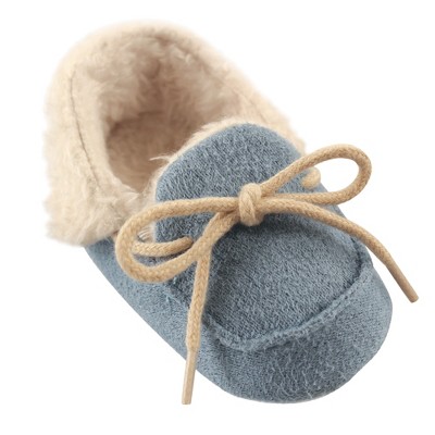 Image of Luvable Friends Baby Boy Moccasin Shoes, Blue, 0-6 Months