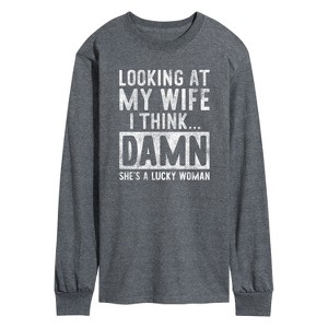 Men's - Instant Message - Looking At My Wife Long Sleeve Graphic T-Shirt - 1 of 4