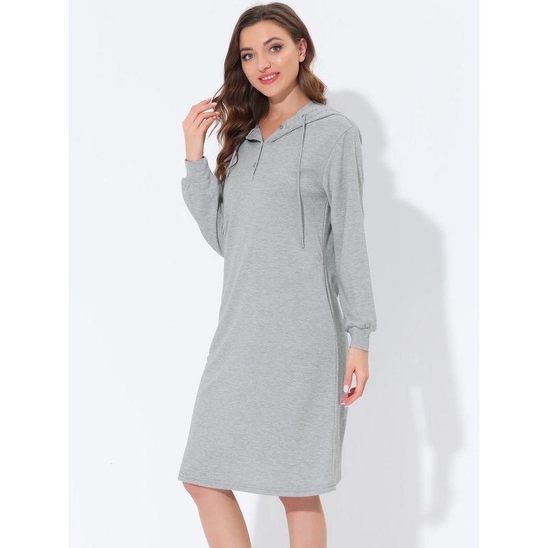 cheibear Womens Sleepwear Pajama Dress with Pockets Lounge Nightshirt Hoodies Nightgown, 3 of 6