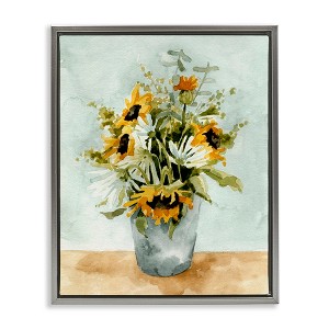 Stupell Industries Sunflower Blossom Watercolor Detail Floating Frame Canvas Art, Gray, 25" x 31" - 1 of 4