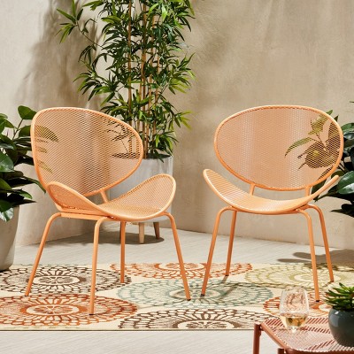 Coolbibila-Modern Patio Dining Chairs, Patio Chair Metal With Back, Outdoor Accent Chair, Patio Chair Set Of 2