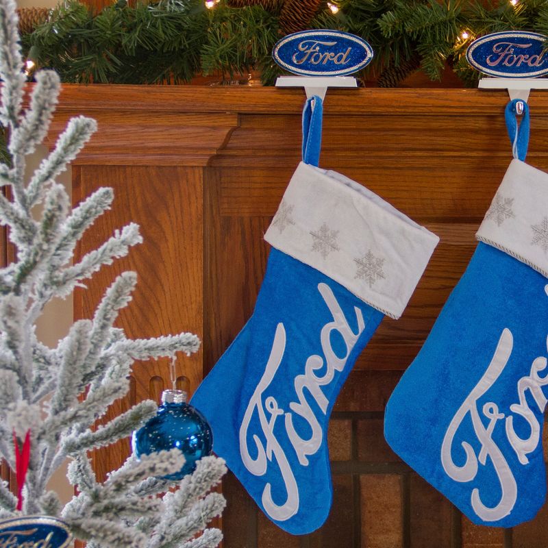 Northlight 16" Blue and White Ford Snowflake Embroidered Christmas Stocking, 2 of 4
