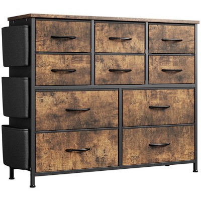 Dresser for Bedroom with 10 Drawers, Dressers & Chest of Drawers, Fabric Storage Drawer with Side Pockets