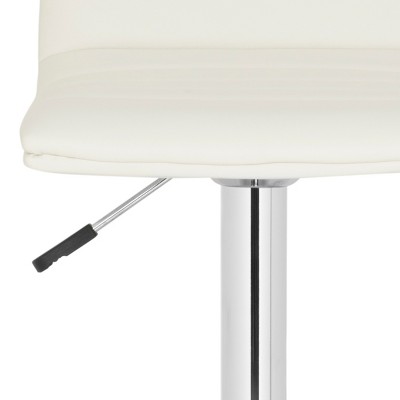 Transitional Swivel Adjustable Bar Stool in Chrome & White Leather